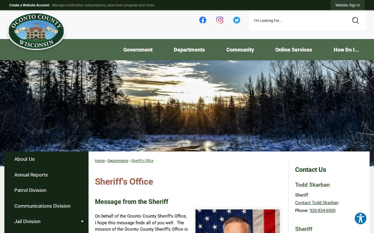 Oconto County Sheriff's Office warrant procedure source